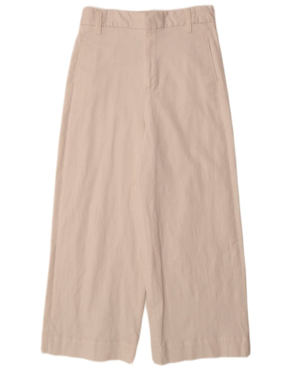 Zara Womens High Waist Wide Leg Casual Trousers Medium W28 L26 White Cotton
