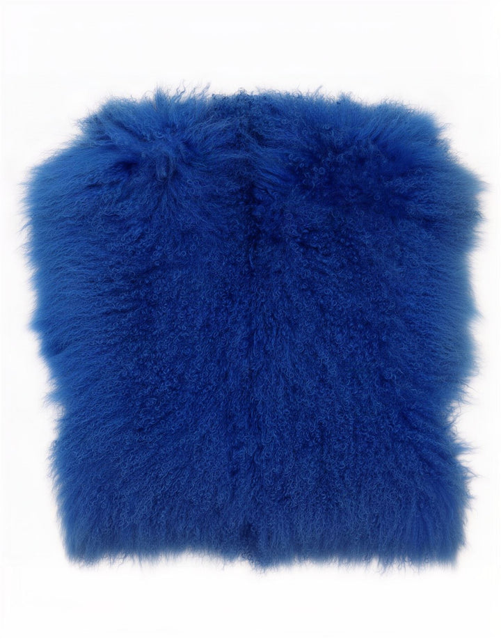Vintage Womens Faux Fur Gilet UK 14 Medium Blue