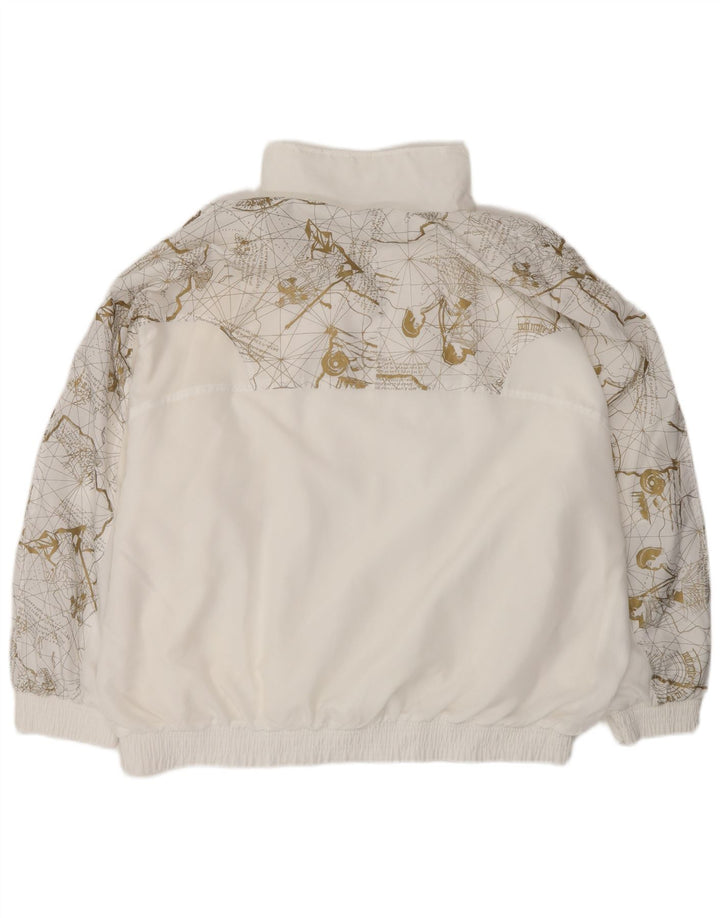 VINTAGE Womens Oversized Tracksuit Top Jacket UK 20 2XL White Geometric