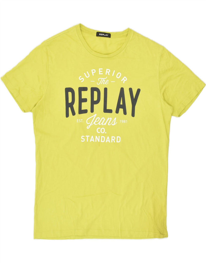 REPLAY Mens Graphic T-Shirt Top Medium Yellow | Vintage Replay | Thrift | Second-Hand Replay | Used Clothing | Messina Hembry 