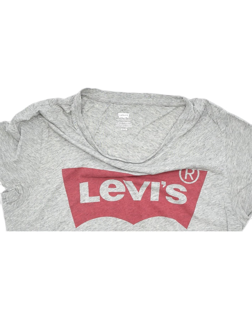 LEVI'S Womens Graphic T-Shirt Top UK 14 Medium Grey Cotton | Vintage | Thrift | Second-Hand | Used Clothing | Messina Hembry 