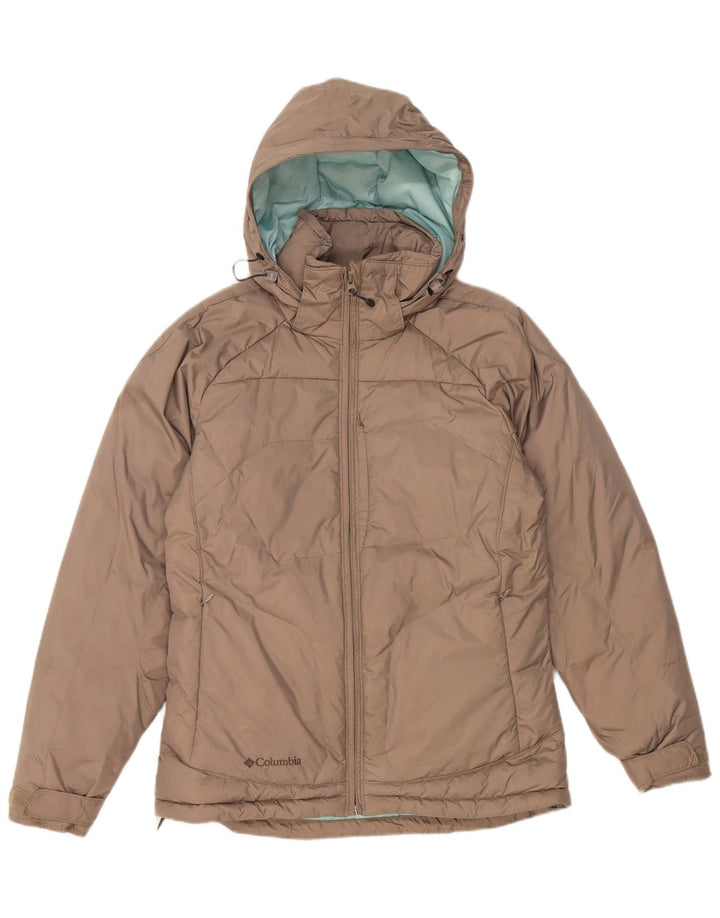 COLUMBIA Womens Oversized Hooded Padded Jacket UK 10 Small Grey Nylon