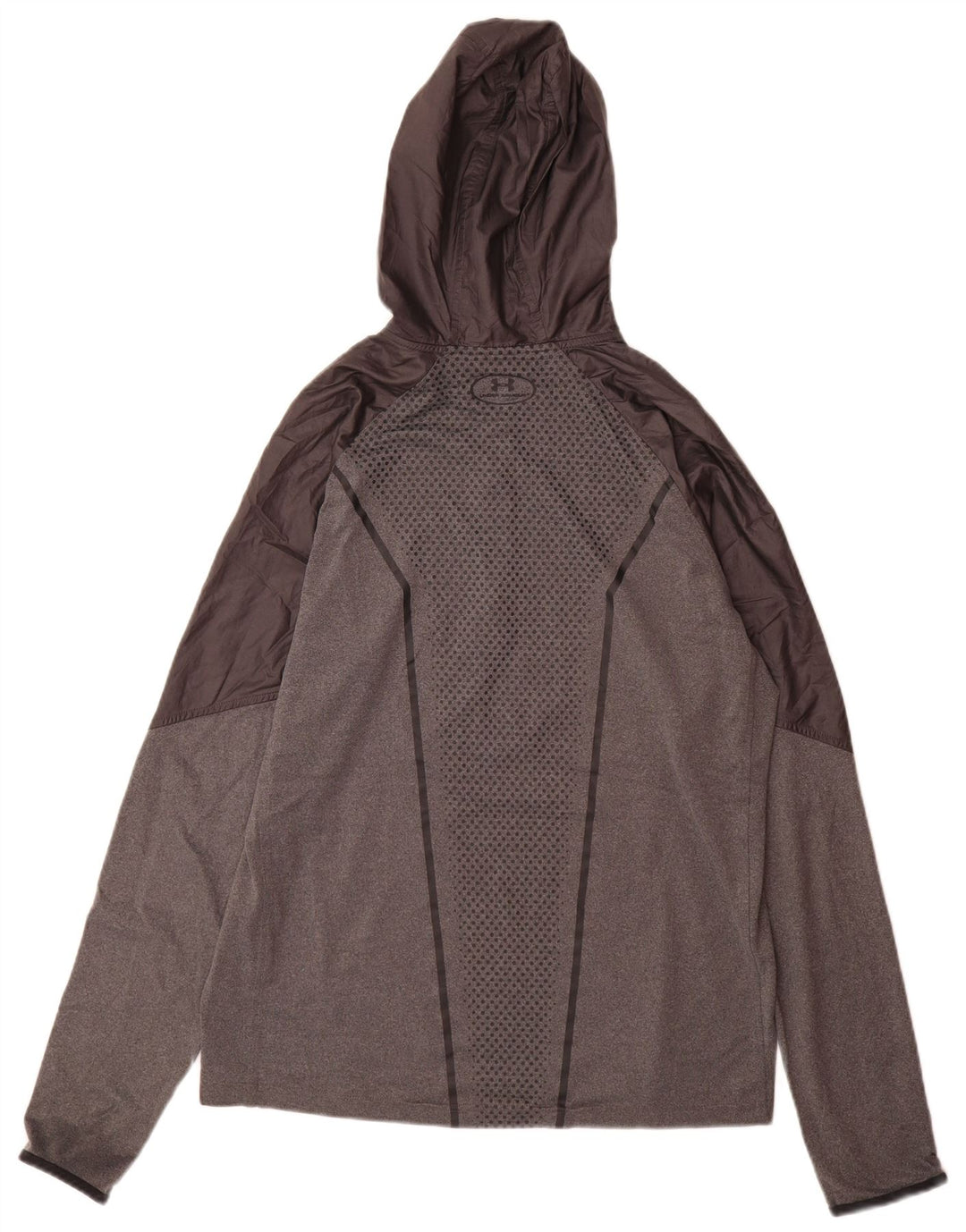 Under Armour Mens Hooded Pullover Tracksuit Top Large Grey Colourblock