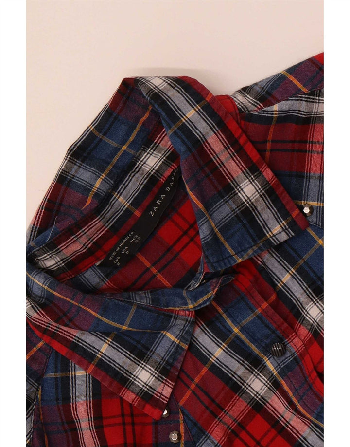Zara Womens Flannel Shirt UK 14 Medium Red Check