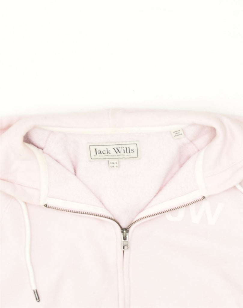 JACK WILLS Womens Zip Hoodie Sweater UK 8 Small  Pink Cotton | Vintage Jack Wills | Thrift | Second-Hand Jack Wills | Used Clothing | Messina Hembry 