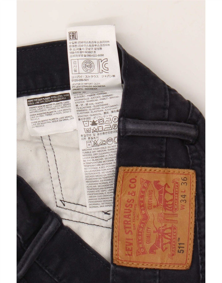 Levi's Mens 511 Slim Jeans W34 L33 Navy Blue Cotton