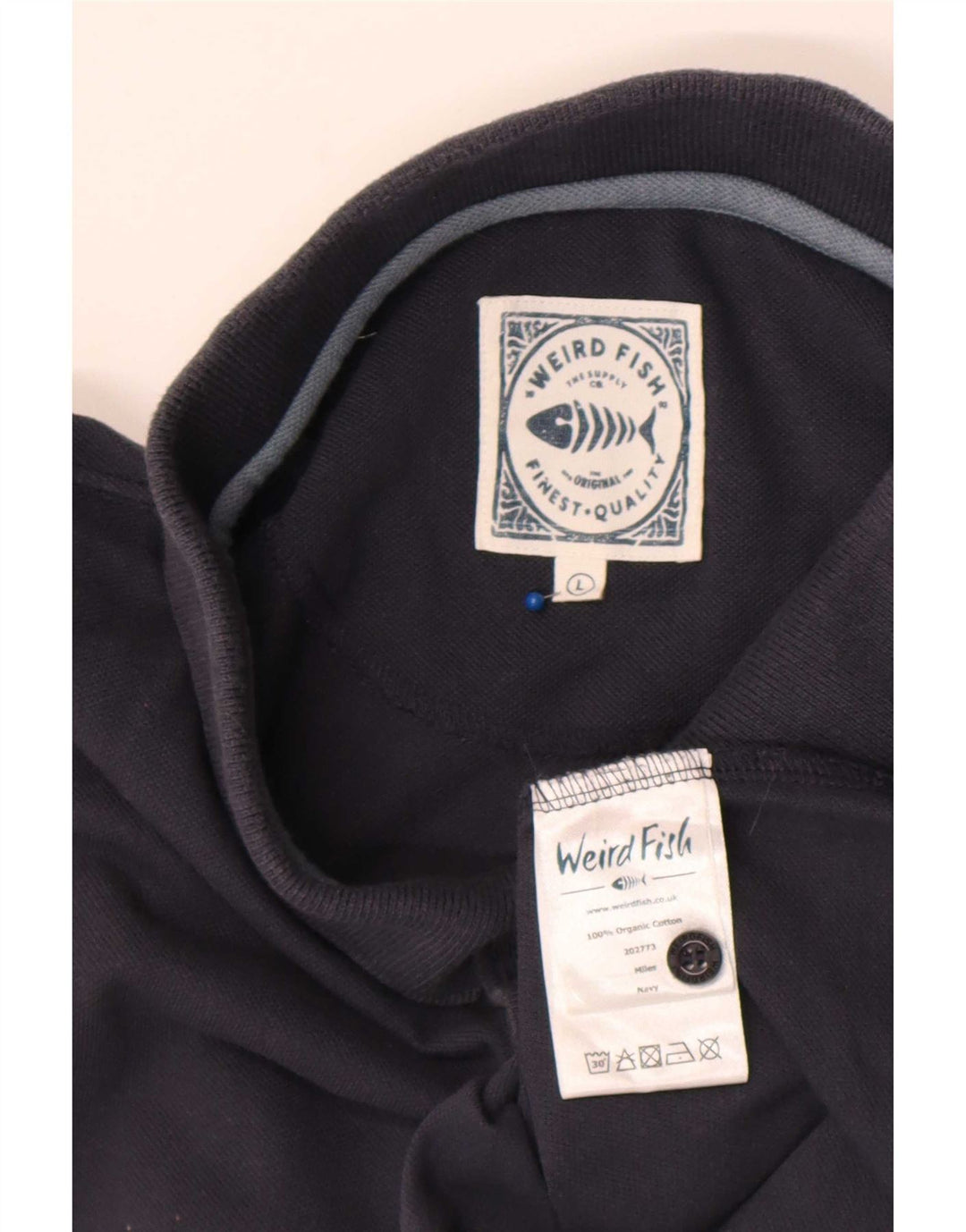 Weird Fish Mens Polo Shirt Large Navy Blue Cotton