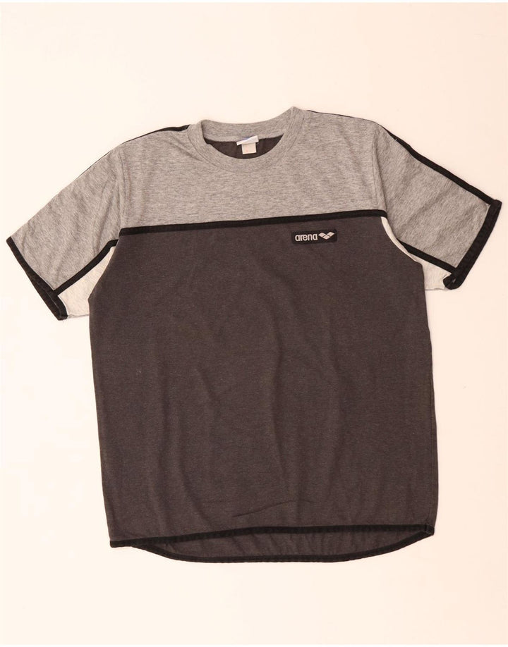 ARENA Mens T-Shirt Top Medium Grey Colourblock Cotton