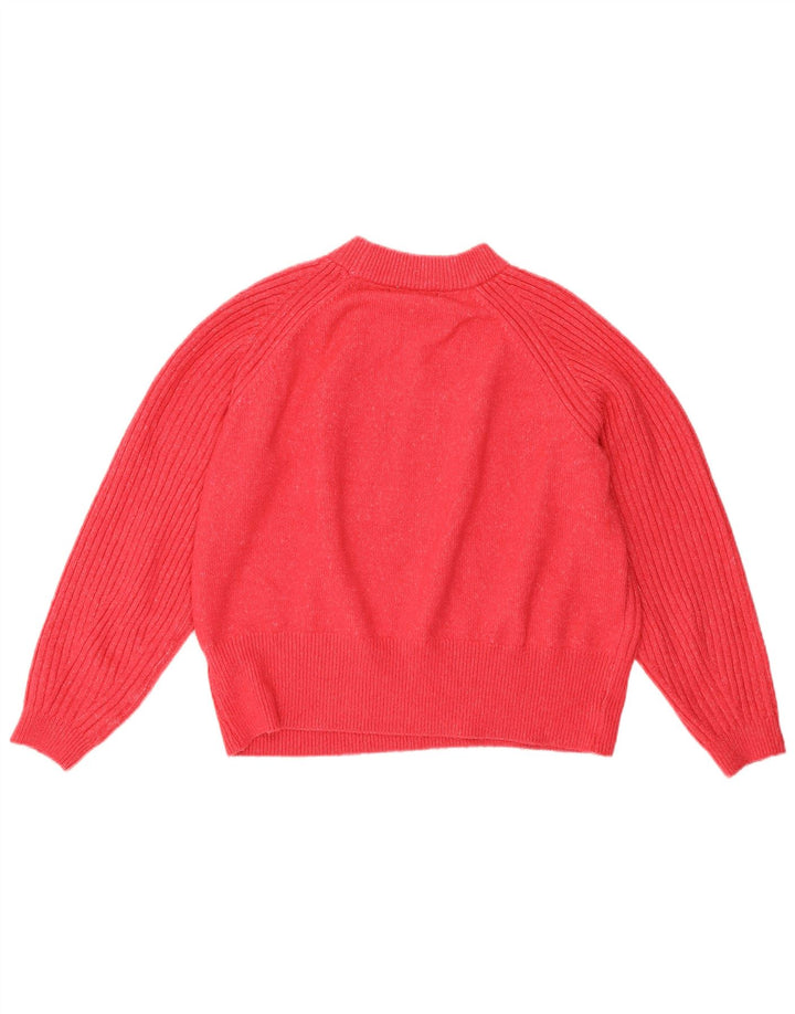 Marks & Spencer Womens Crop Crew Neck Jumper Sweater UK 14 Medium Pink