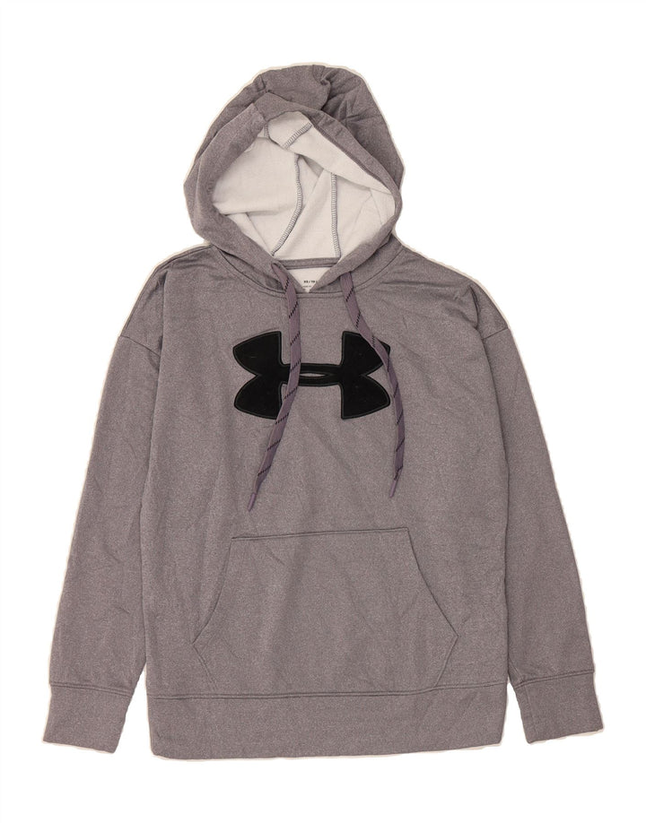 UNDER ARMOUR Womens Oversized Graphic Hoodie Jumper UK 6 XS Grey Polyester Vintage Under Armour and Second-Hand Under Armour from Messina Hembry 