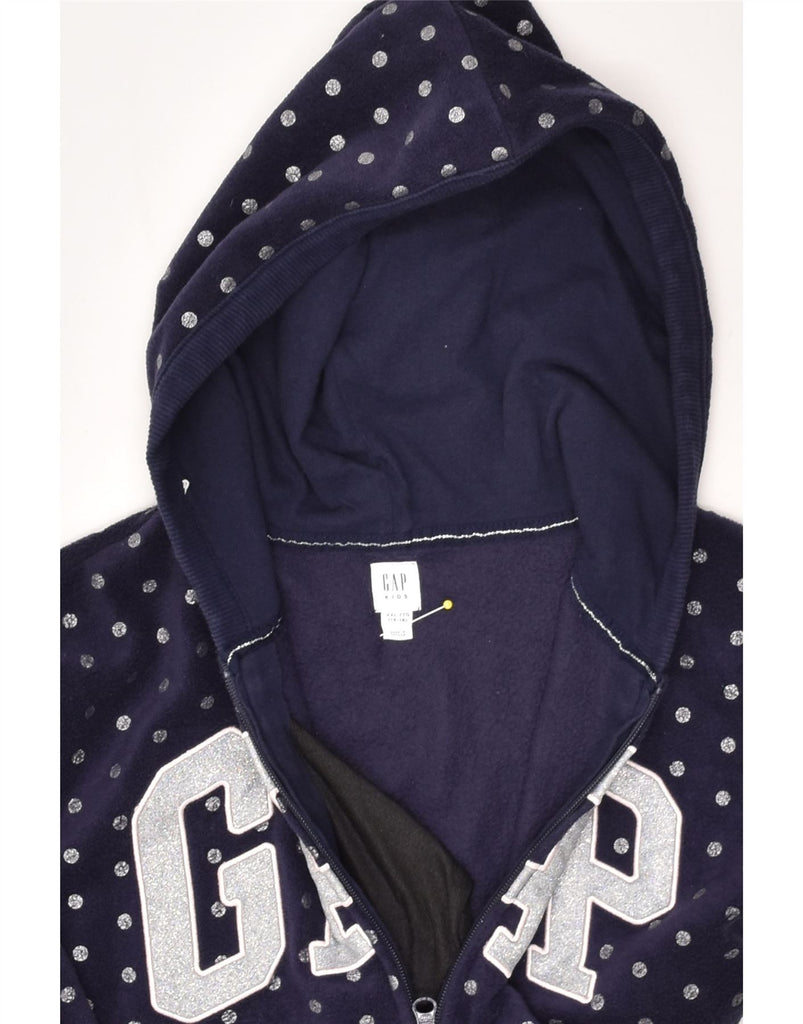 GAP Girls Graphic Hooded Fleece Jacket 14-15 Years 2XL Navy Blue Polka Dot | Vintage Gap | Thrift | Second-Hand Gap | Used Clothing | Messina Hembry 