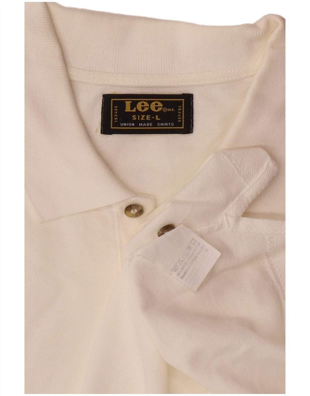 LEE Mens Polo Shirt Large White Cotton