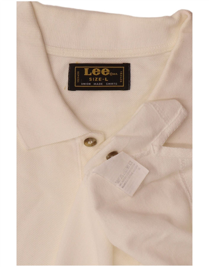 LEE Mens Polo Shirt Large White Cotton