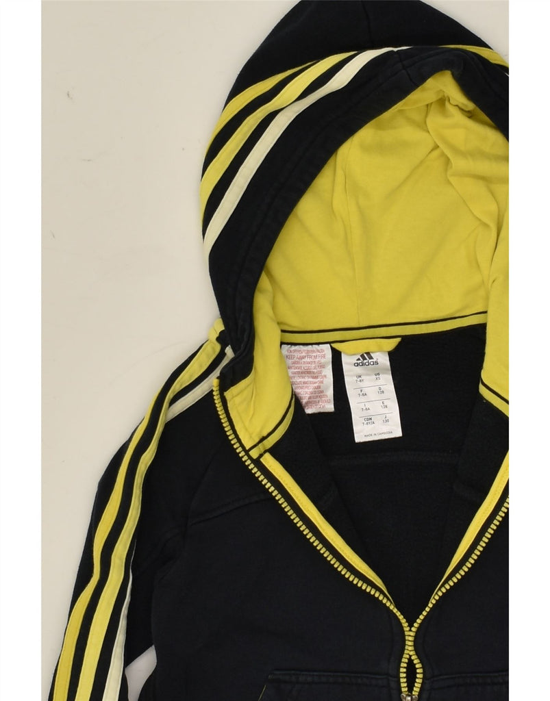 ADIDAS Boys Zip Hoodie Sweater 7-8 Years XS  Black Cotton | Vintage Adidas | Thrift | Second-Hand Adidas | Used Clothing | Messina Hembry 