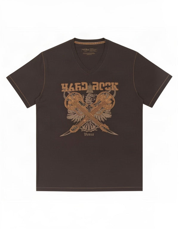 Hard Rock Cafe Mens Venice Graphic T-Shirt Top Medium Grey Cotton