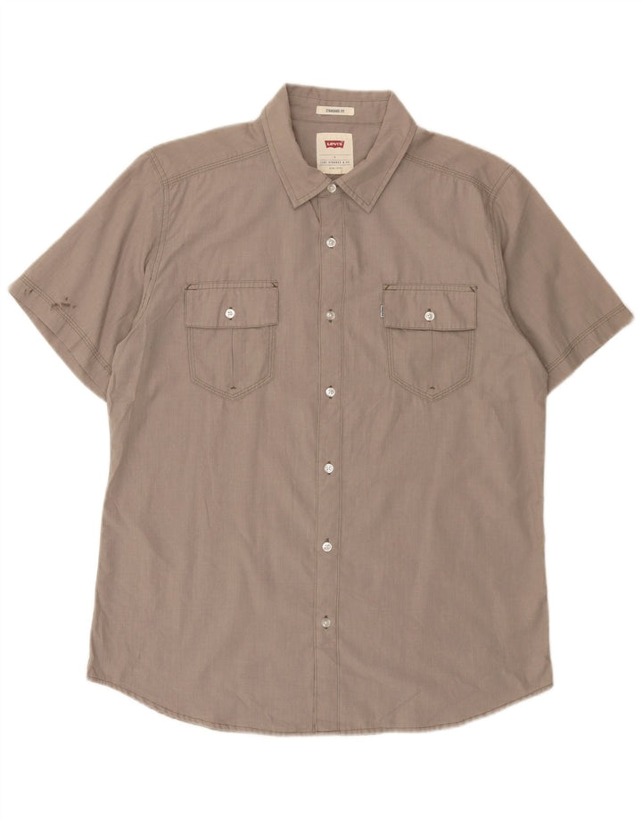 Levi's Mens Short Sleeve Standard Fit Shirt Large Grey Cotton