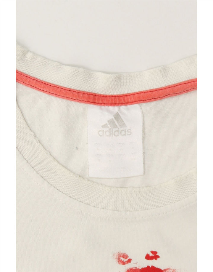 ADIDAS Mens Graphic T-Shirt Top Medium White Cotton
