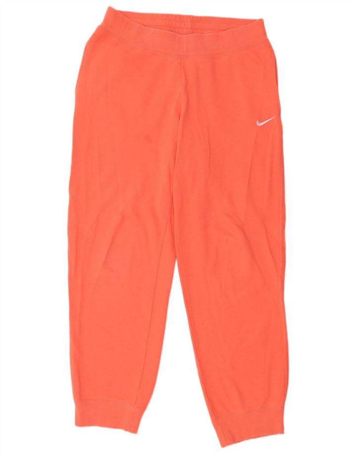NIKE Womens Tracksuit Trousers Joggers UK 16 Large Orange Cotton