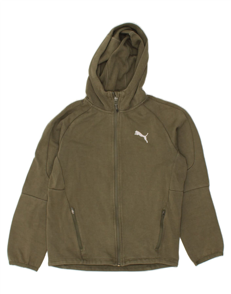 PUMA Boys Zip Hoodie Sweater 13-14 Years Khaki Cotton | Vintage Puma | Thrift | Second-Hand Puma | Used Clothing | Messina Hembry 