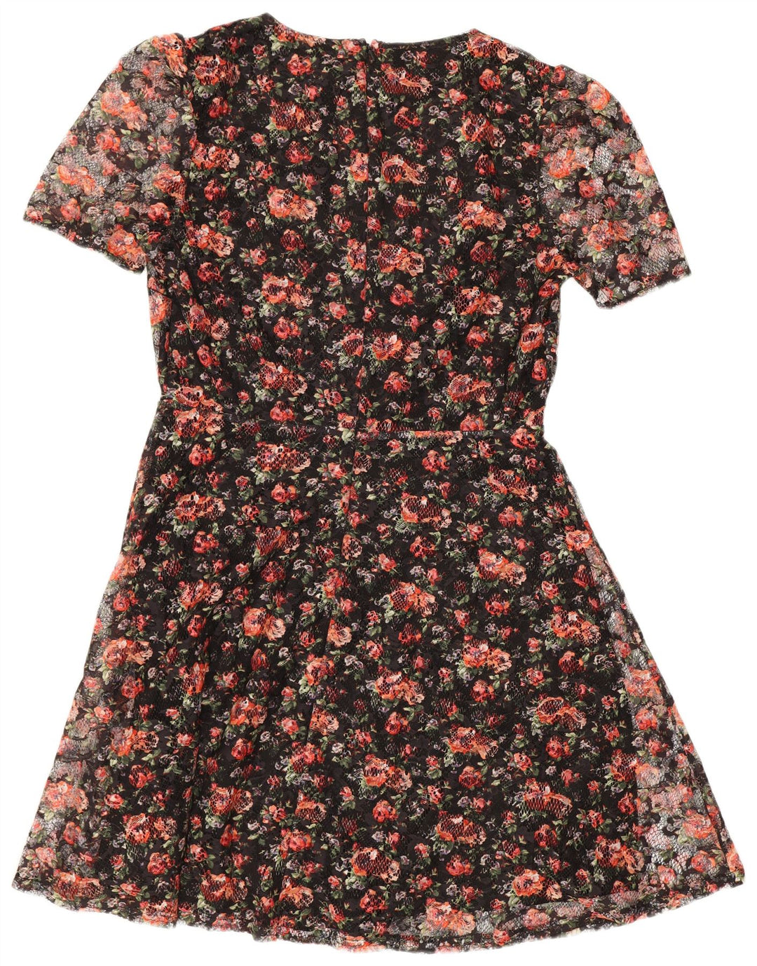 Oasis Womens A-Line Dress UK 12 Medium Black Floral Polyester