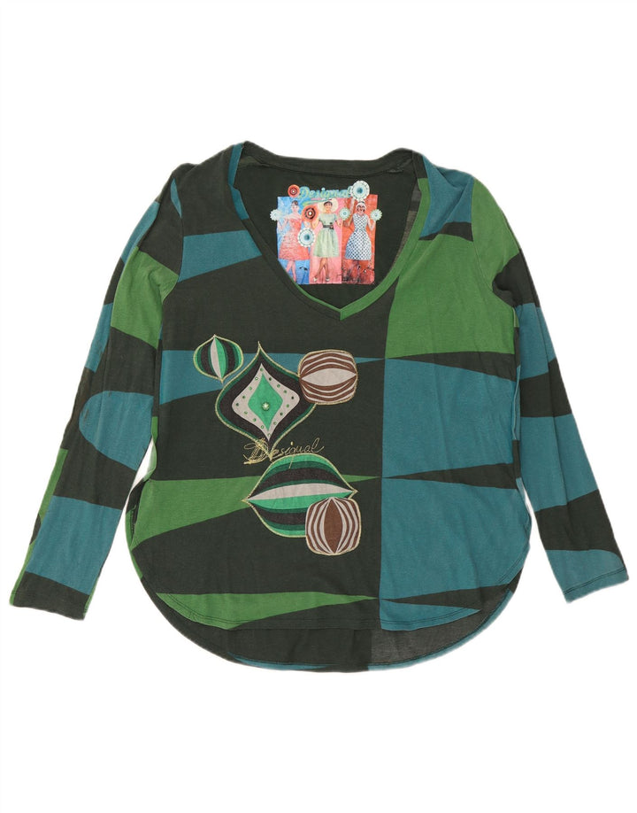Desigual Womens Graphic Top Long Sleeve UK 20 2XL Multicoloured Geometric
