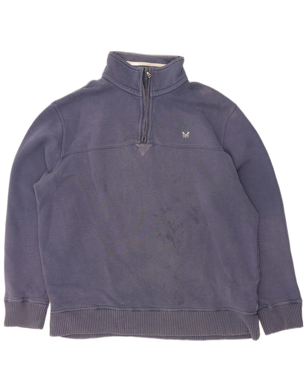 Crew Clothing Mens Zip Neck Sweatshirt Jumper XL Navy Blue Cotton