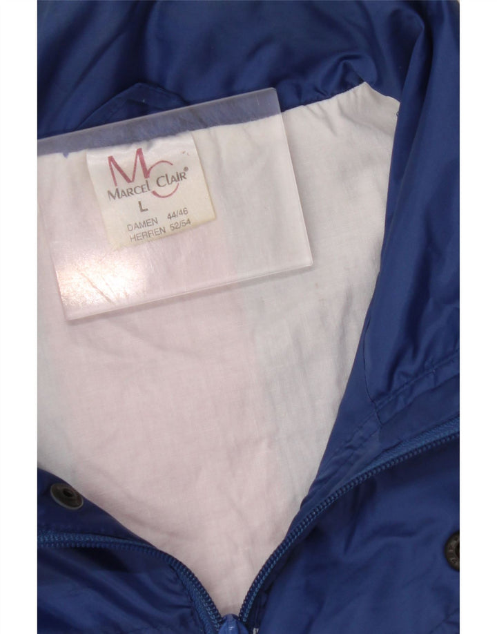 MARCEL CLAIR Mens Hooded Rain Jacket UK 40 Large Blue Colourblock
