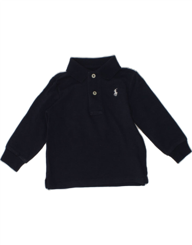 RALPH LAUREN Baby Boys Long Sleeve Polo Shirt 9-12 Months Navy Blue Cotton | Vintage Ralph Lauren | Thrift | Second-Hand Ralph Lauren | Used Clothing | Messina Hembry 
