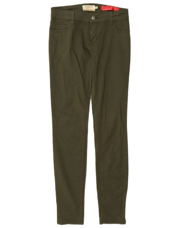 MET Womens Jessica Regular Skinny Casual Trousers W26 L30 Khaki Cotton