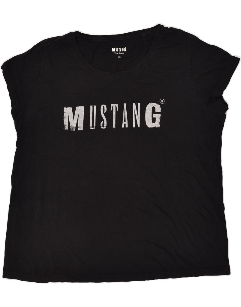 MUSTANG Womens Graphic T-Shirt Top UK 18 XL Black Cotton | Vintage Mustang | Thrift | Second-Hand Mustang | Used Clothing | Messina Hembry 