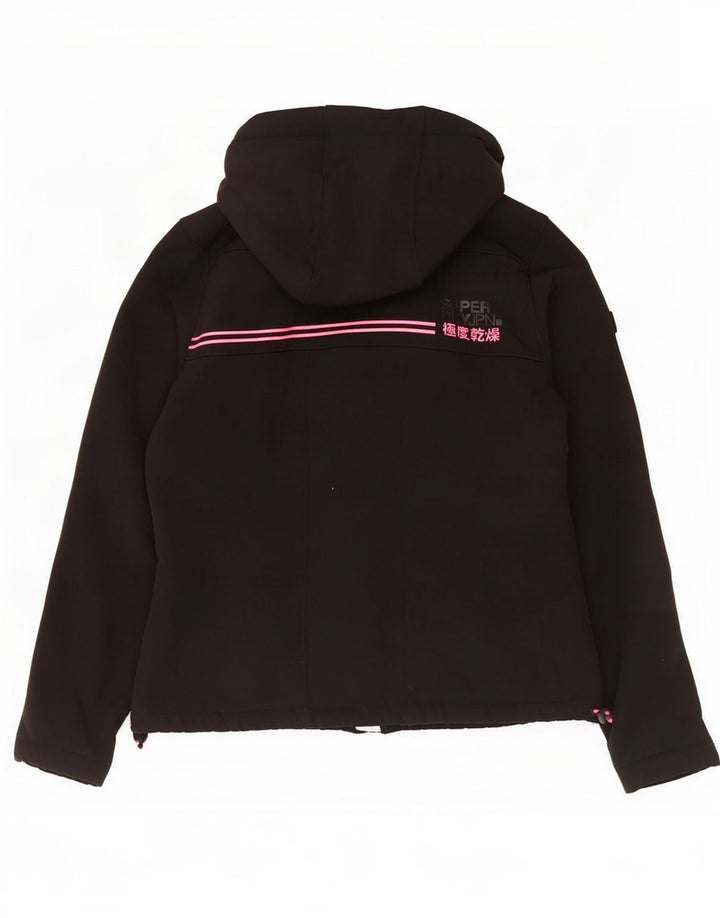 Superdry Womens Hooded Windbreaker Jacket UK 12 Medium Black