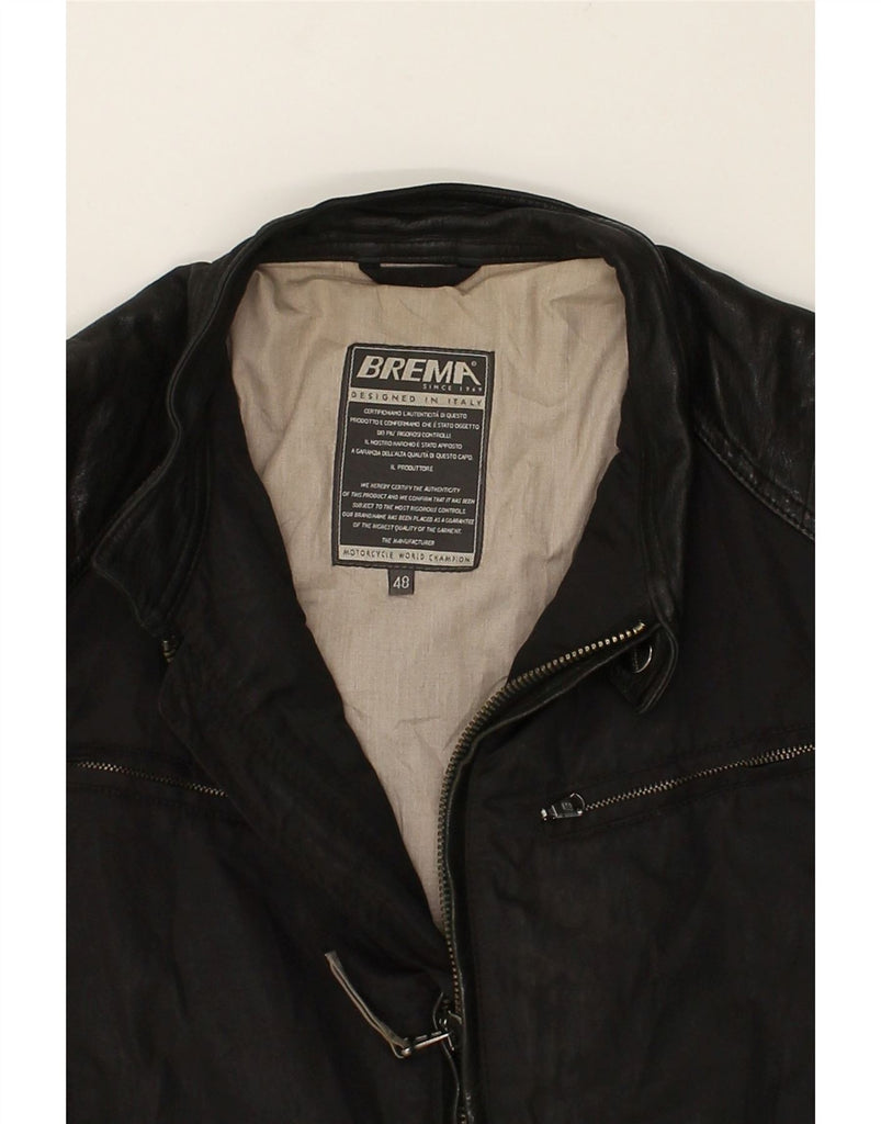 BREMA Mens Graphic Bomber Jacket IT 48 Medium Black Polyamide | Vintage Brema | Thrift | Second-Hand Brema | Used Clothing | Messina Hembry 