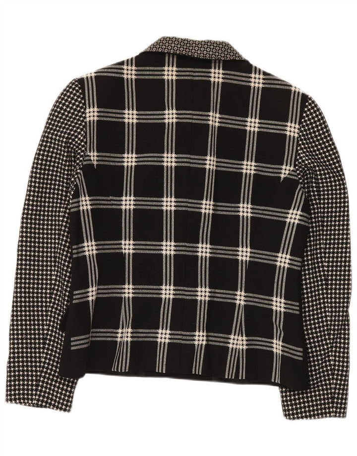 GENNY Womens 6 Button Blazer Jacket UK 14 Medium Black Patchwork