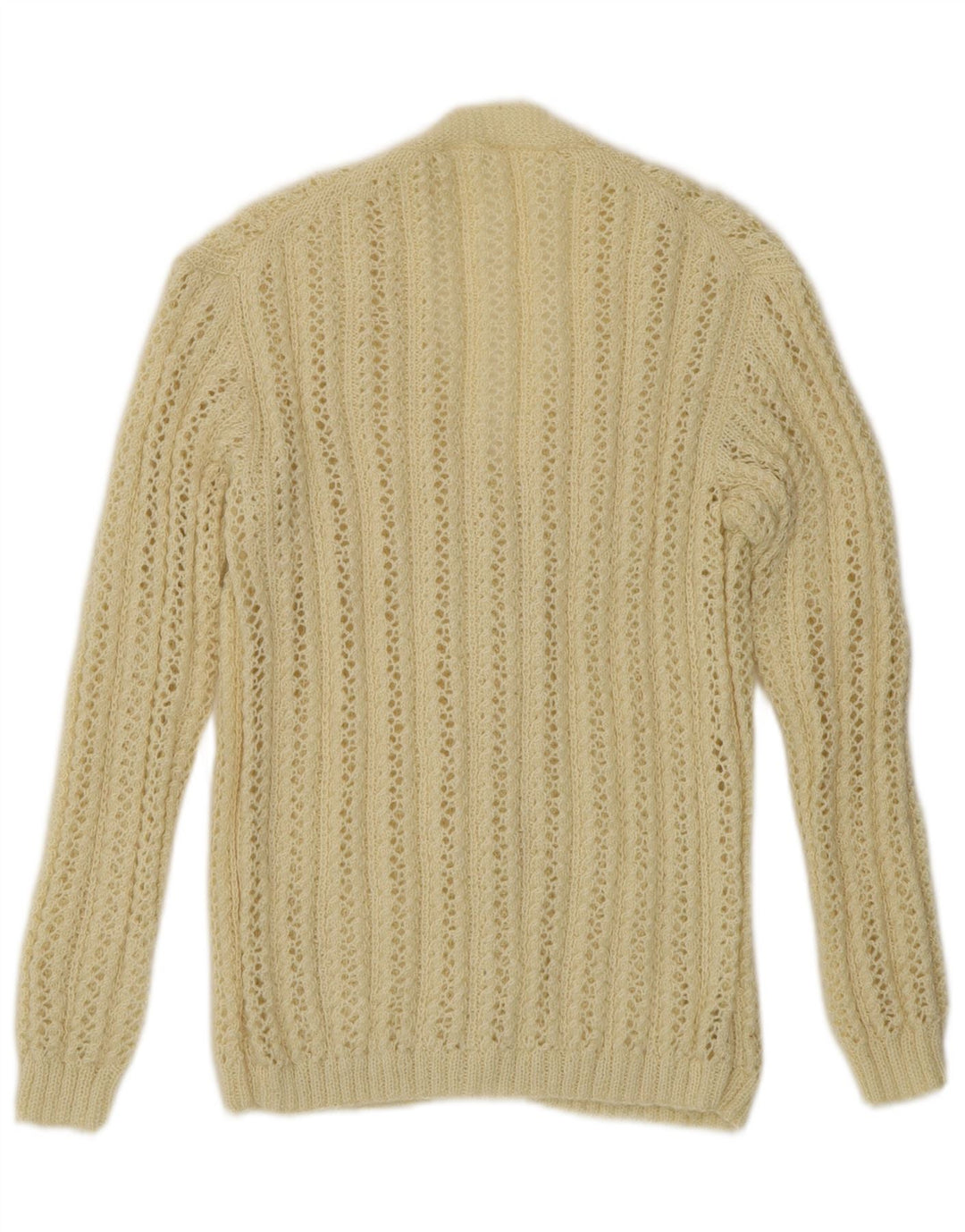 Vintage Womens Crochet Cardigan Sweater UK 14 Medium Off White