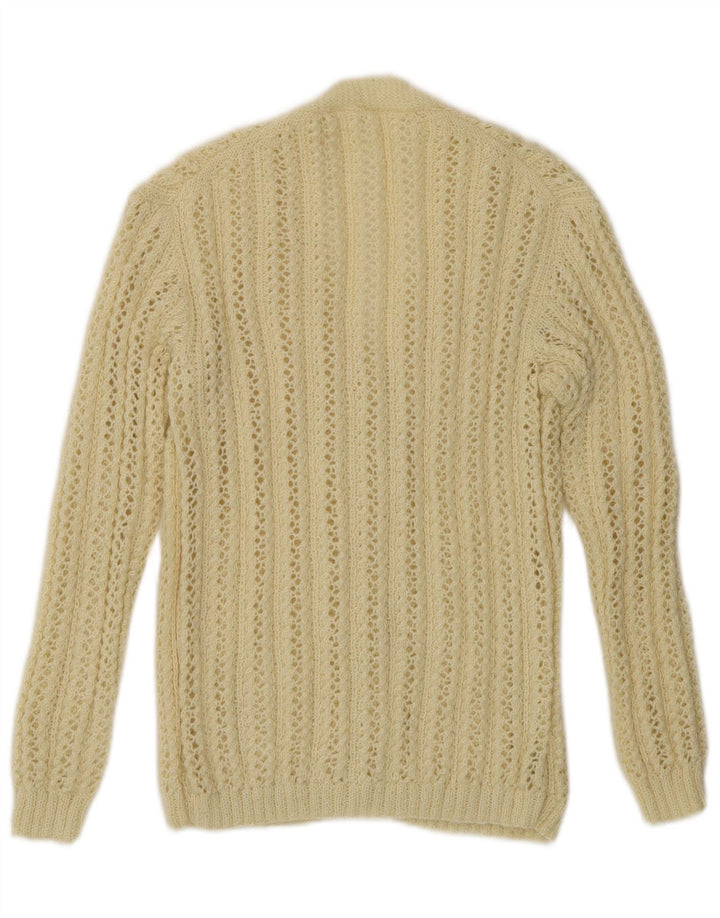 Vintage Womens Crochet Cardigan Sweater UK 14 Medium Off White