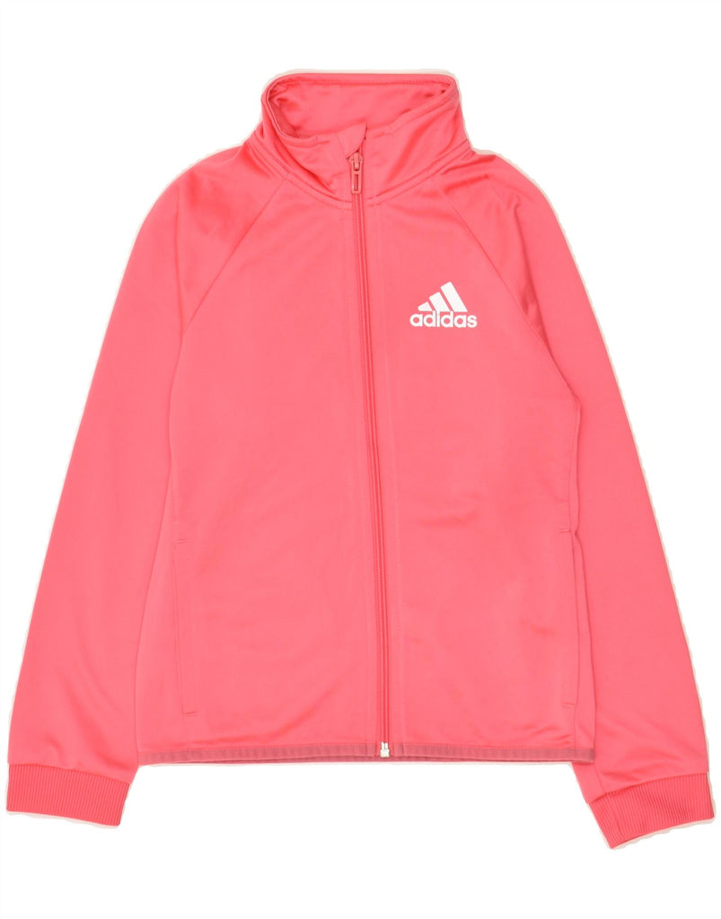 ADIDAS Girls Graphic Tracksuit Top Jacket 9-10 Years Pink Polyester | Vintage Adidas | Thrift | Second-Hand Adidas | Used Clothing | Messina Hembry 