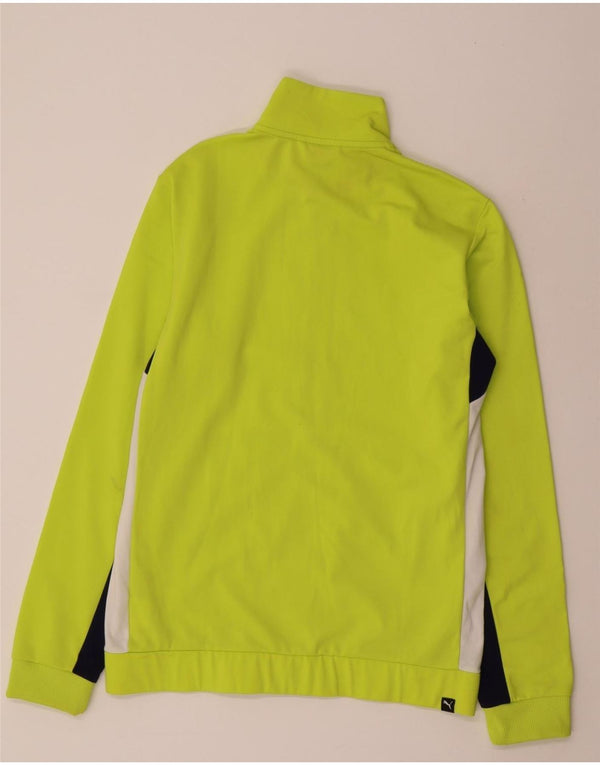 PUMA Boys Tracksuit Top Jacket 15-16 Years Green Colourblock Polyester