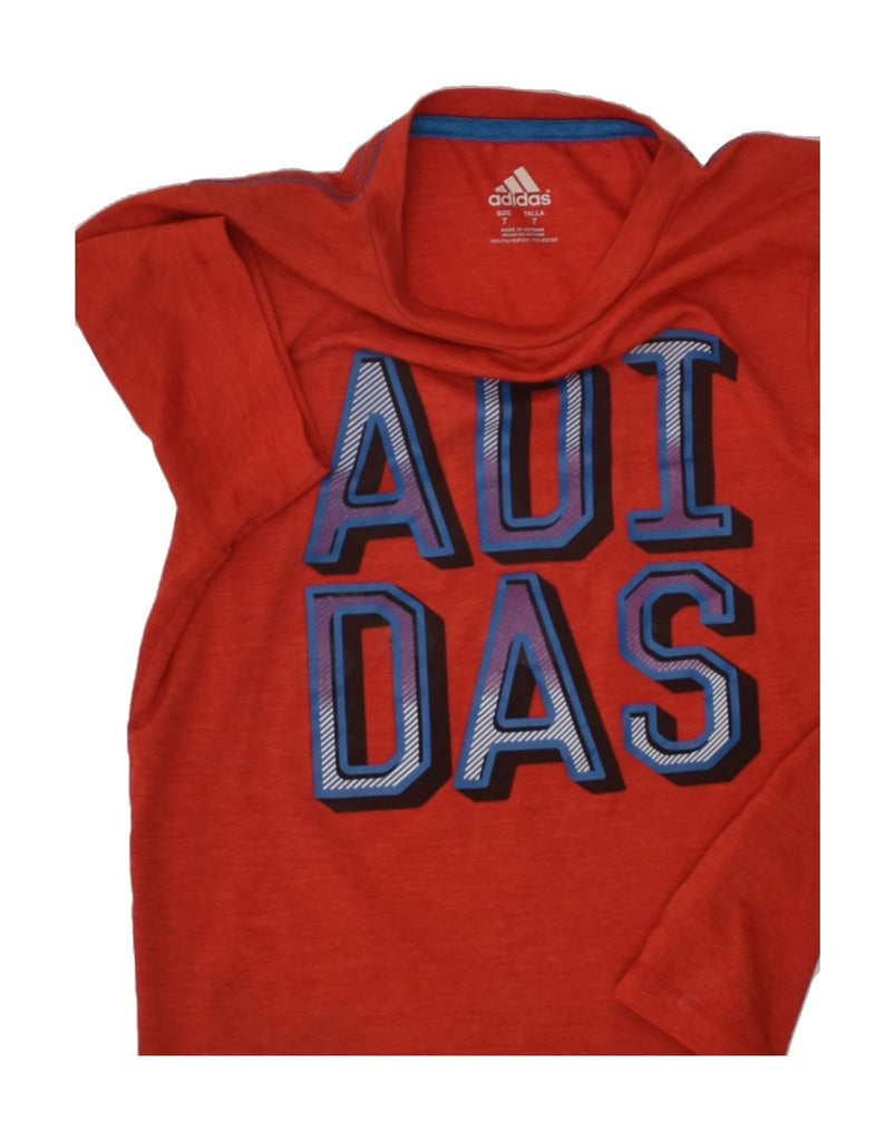 ADIDAS Boys Graphic T-Shirt Top 6-7 Years Red Polyester | Vintage Adidas | Thrift | Second-Hand Adidas | Used Clothing | Messina Hembry 