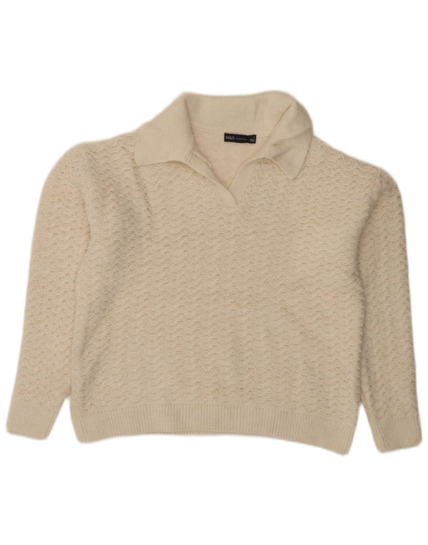Marks & Spencer Womens Oversized Polo Neck Jumper Sweater UK 10 Small White