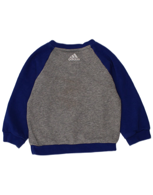 Adidas Baby Boys Graphic Sweatshirt Jumper 9-12 Months Grey Colourblock