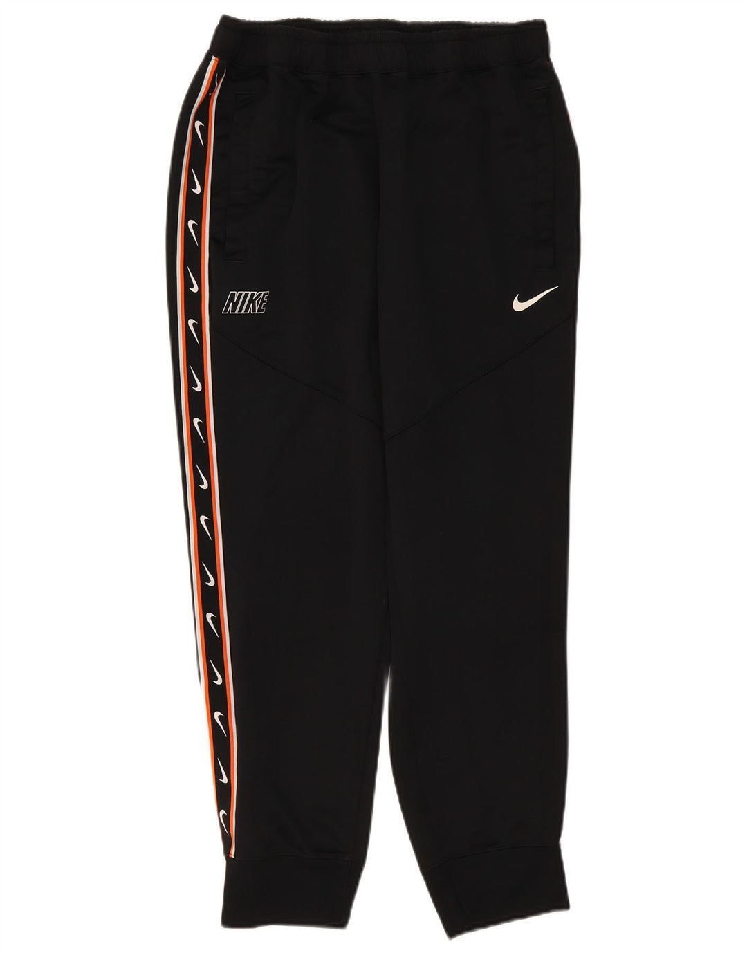Nike Womens Graphic Tracksuit Trousers Joggers UK 16 Large Black Polyester