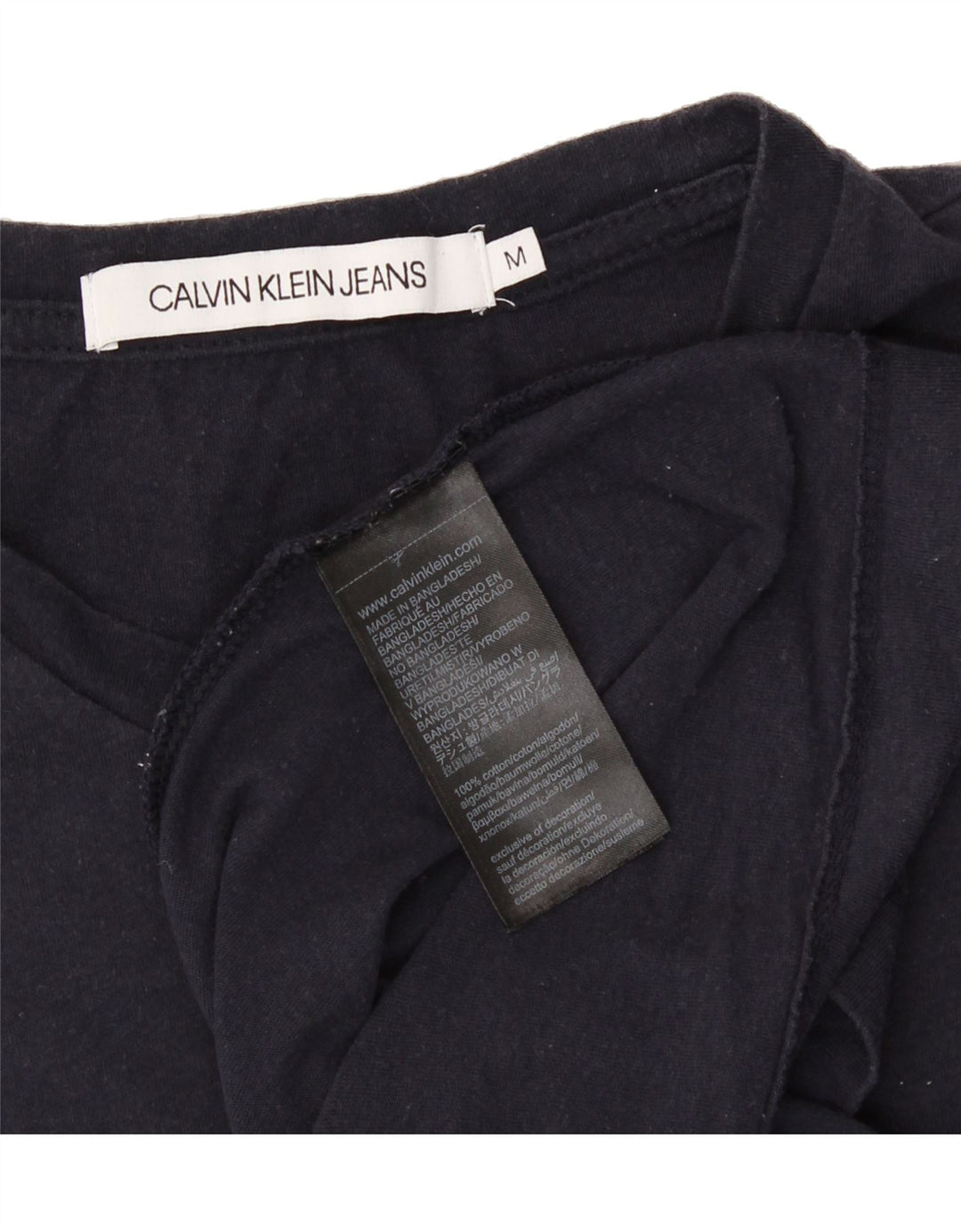 CALVIN KLEIN JEANS Mens Graphic T-Shirt Top Medium Navy Blue Cotton Vintage Calvin Klein Jeans and Second-Hand Calvin Klein Jeans from Messina Hembry 