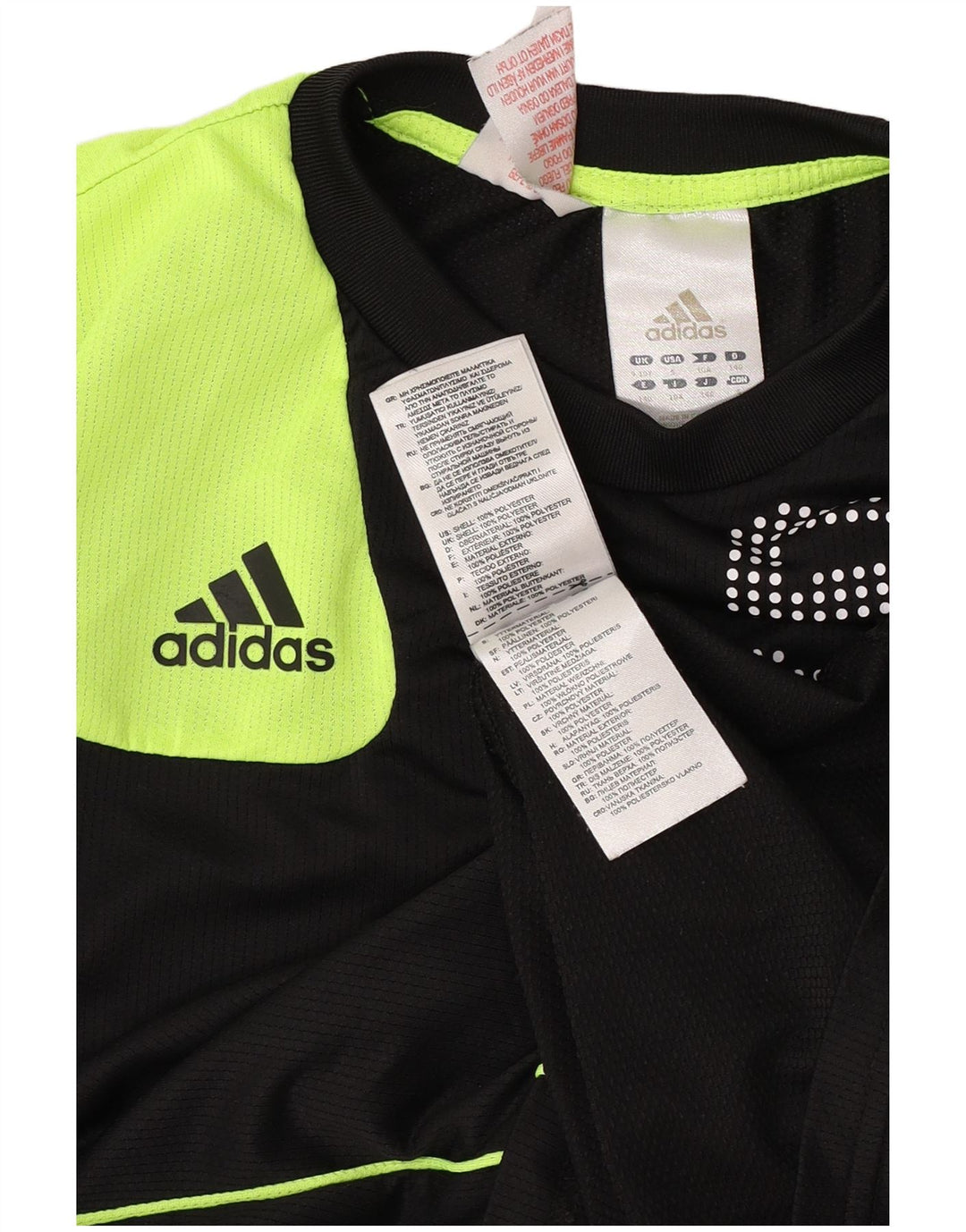 Adidas Boys Graphic T-Shirt Top 9-10 Years Black Colourblock Polyester