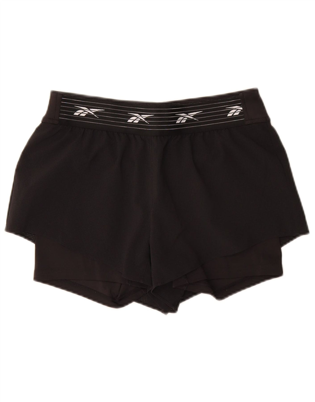 Reebok Womens Graphic Sport Shorts UK 12/14 Medium  Black Polyester