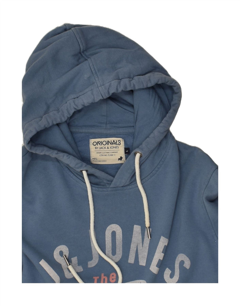 JACK & JONES Mens Graphic Hoodie Jumper Large Blue Cotton | Vintage Jack & Jones | Thrift | Second-Hand Jack & Jones | Used Clothing | Messina Hembry 