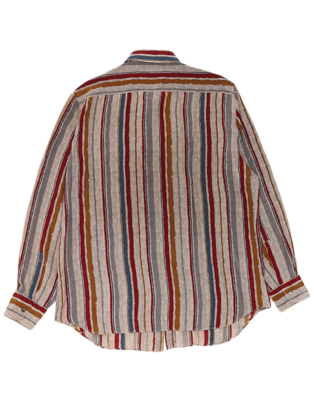 Vintage Mens Shirt Size 42 Large Multicoloured Striped Silk