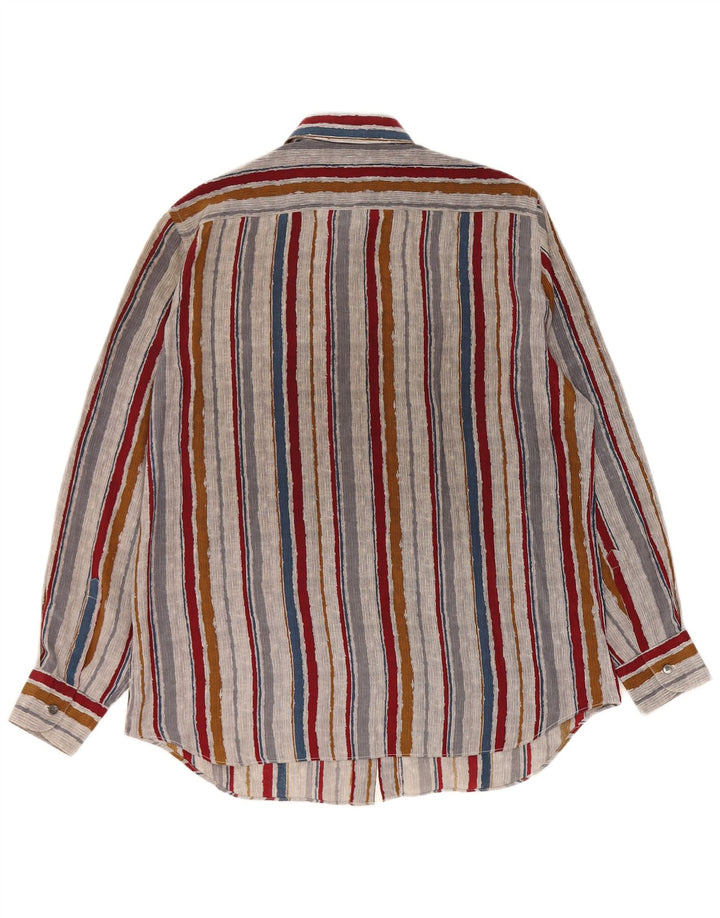 Vintage Mens Shirt Size 42 Large Multicoloured Striped Silk