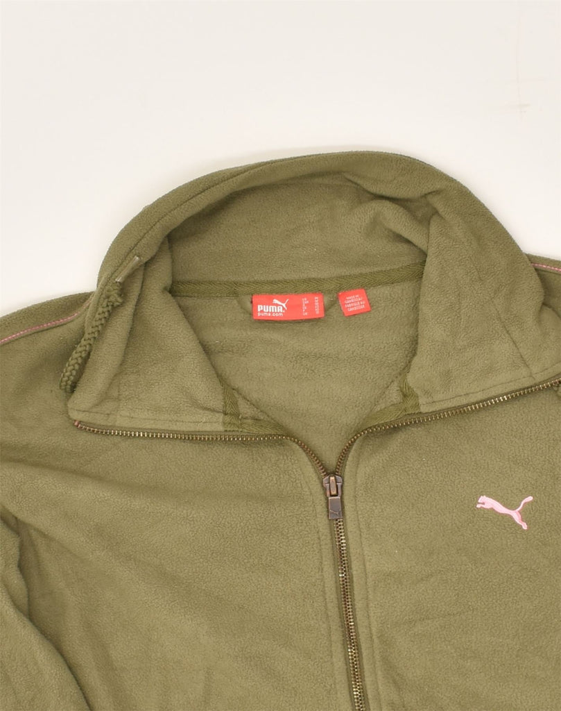 PUMA Womens Fleece Jacket UK 12 Medium Khaki Polyester | Vintage Puma | Thrift | Second-Hand Puma | Used Clothing | Messina Hembry 