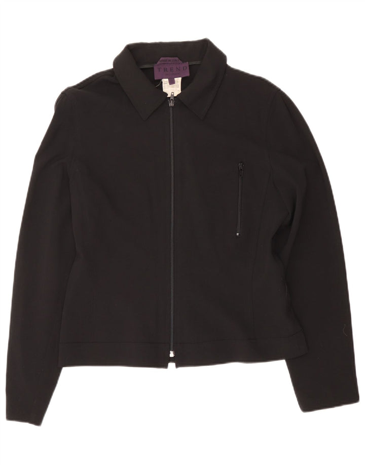 Trend Womens Bomber Jacket IT 44 Medium Navy Blue Viscose