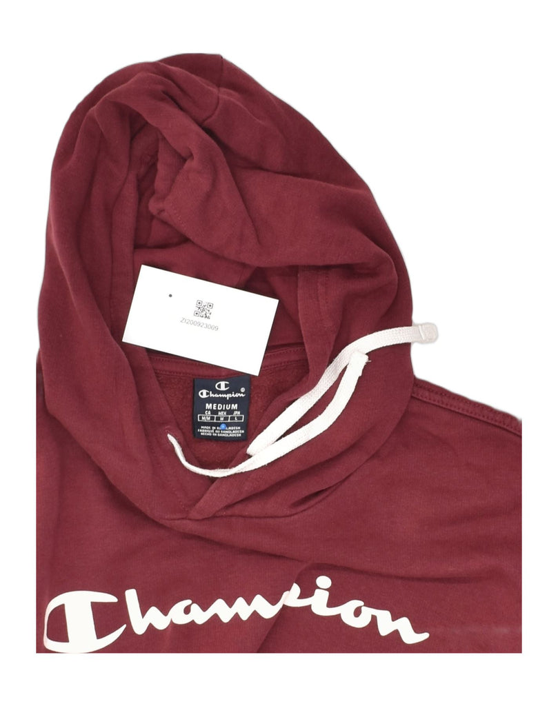 CHAMPION Mens Graphic Hoodie Jumper Medium Maroon Cotton | Vintage Champion | Thrift | Second-Hand Champion | Used Clothing | Messina Hembry 